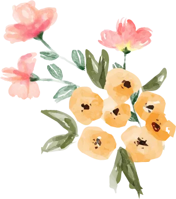 赤と黄色い花のイラスト